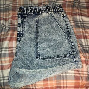 Acid wash denim shorts